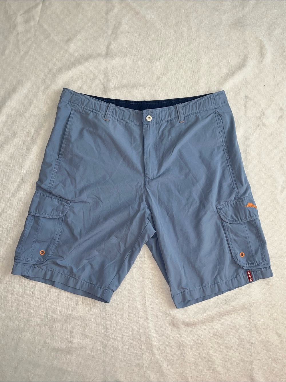 Tommy Bahama Relax Mens 38 Light Blue swim trunks Marlin Logo Mesh Lined